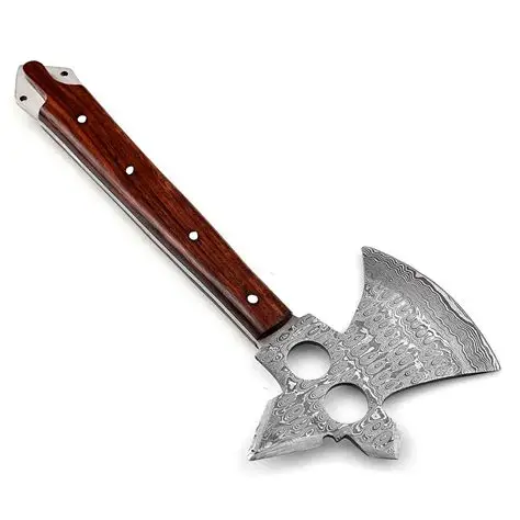 Hand Forged Damascus Camp Axe